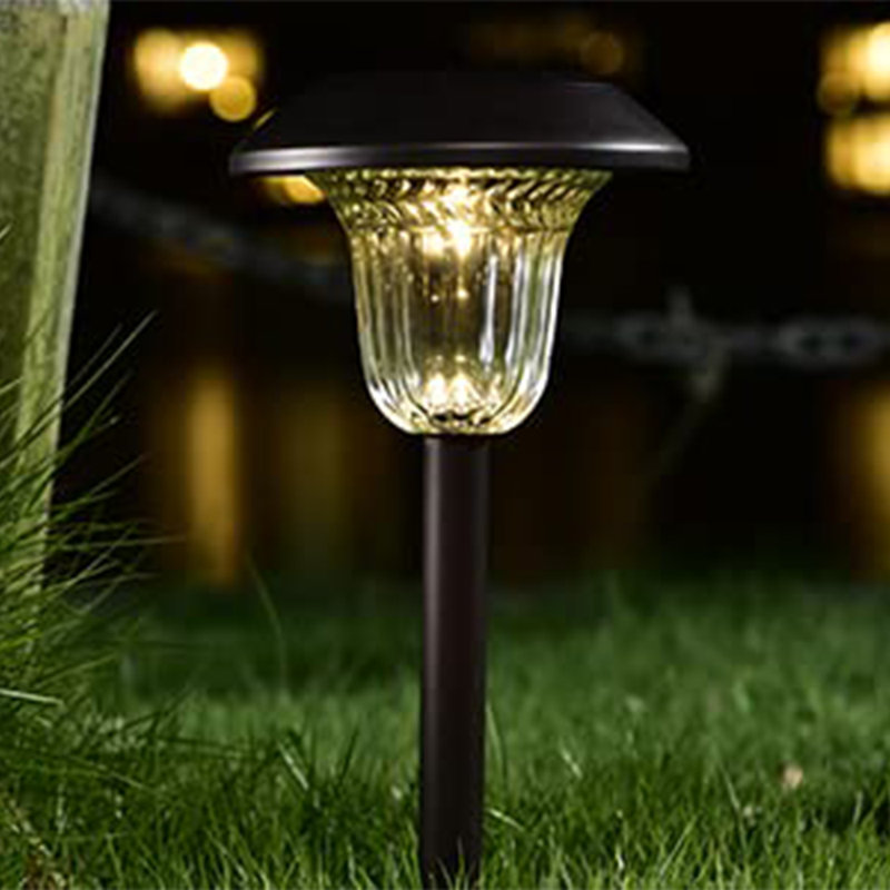 gigalumi Bronze Solar Powered Warm White Led Path Lights High Lumen Automatic Led For Patio Yard Lawn And Garden set Of 4 Reviews Wayfair
